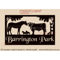 Large Property Sign - Angus Steer, Horse & Staffy Dogs
