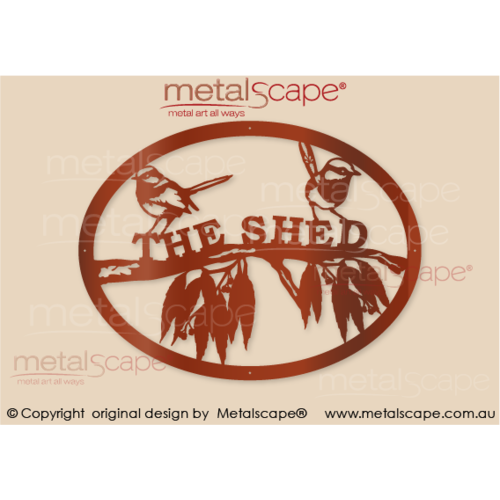 Metalscape - Farm Property Signs-Small Oval Property sign - Branch and Wrens Oval Frame