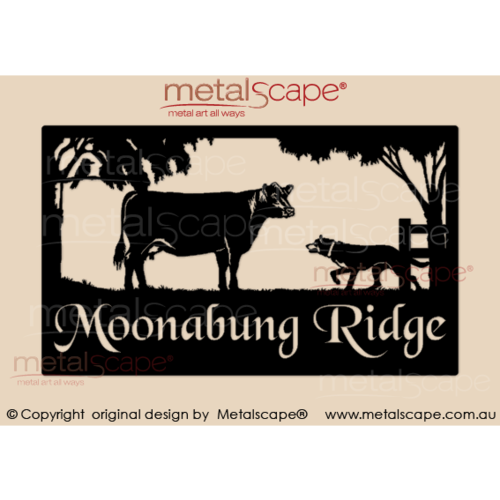 Metalscape - Farm Property Signs-Large Property Sign - Angus Cow & Kelpie